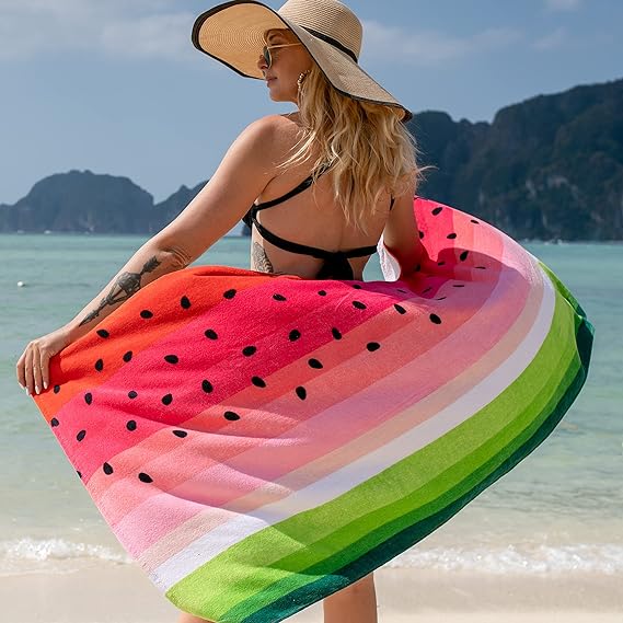 China 100% Cotton Watermelon Design Super Absorbent and Quick Drying  Oceanic Pool Towel for Beach factory and manufacturers
